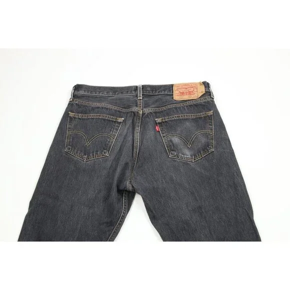 Vtg Y2K Levis 501xx Mens 34x32 Faded Button Fly Original Fit Denim Jeans Black